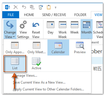 outlook calendar preview missing