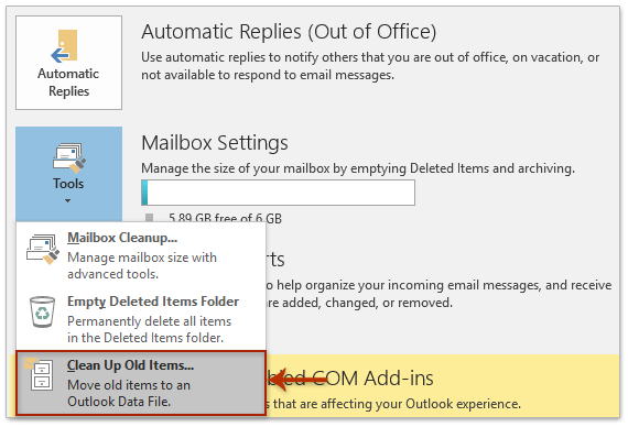 delete email trash without opening folder