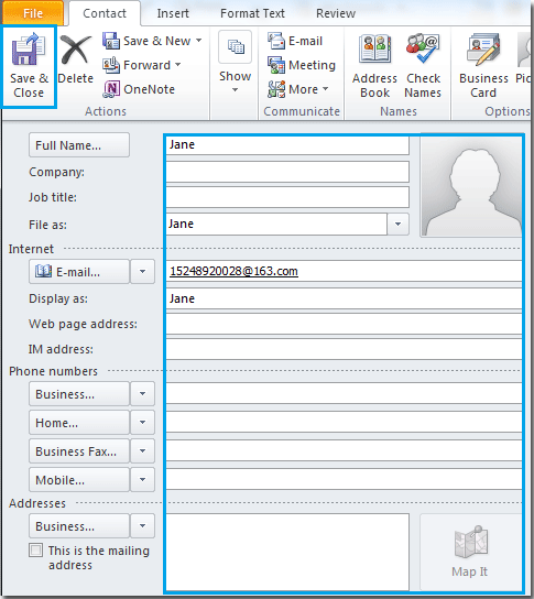 where is main contact list outlook 2016