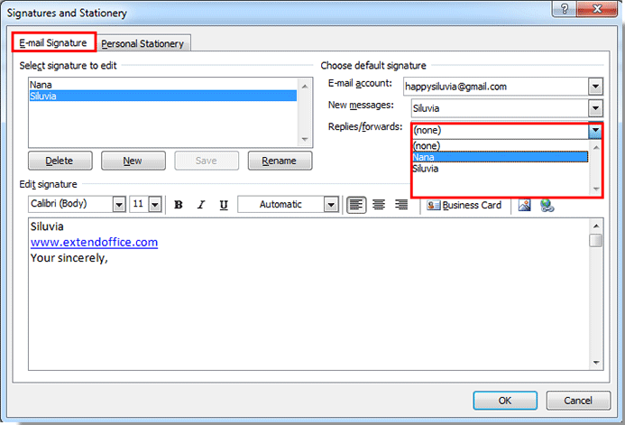 microsoft outlook email standardized signature block