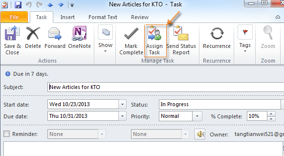 office 365 assign task