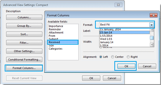 change email format outlook