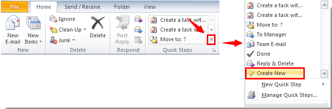 outlook quick steps email