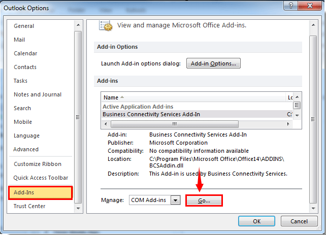 disable add ins outlook 2007 does not work