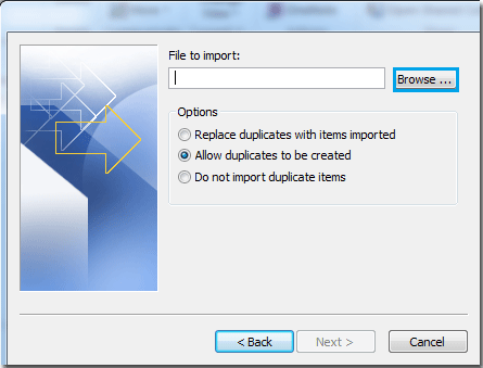 import contacts to outlook 2010 next button greyed out