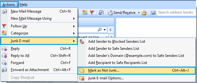 why is spam not going to junk folder in outlook 2016