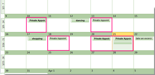 How to mark calendar appointment as private in Outlook?