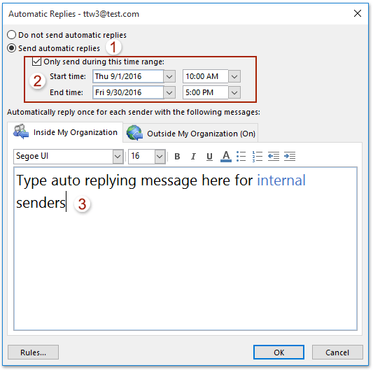 How To Set Out Of Office Automatic Reply In Outlook