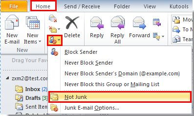 outlook 2007 email keeps going to junk folder