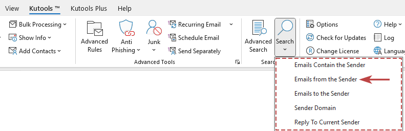 shot of the Search utility