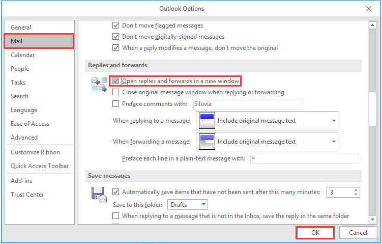 make outlook go to inbox on start