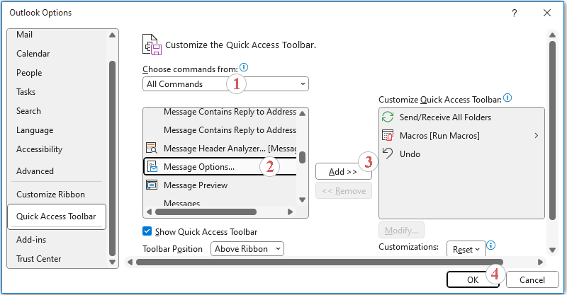 shot of the Outlook Options window