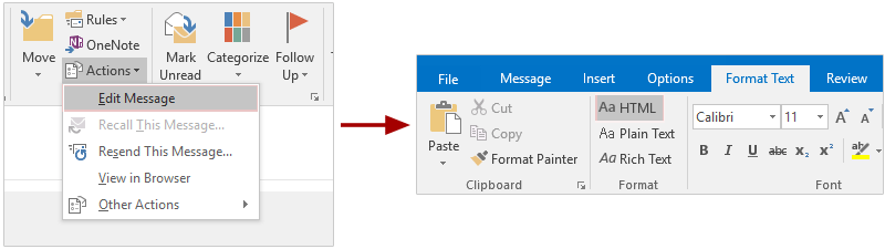 view html document source in Outlook