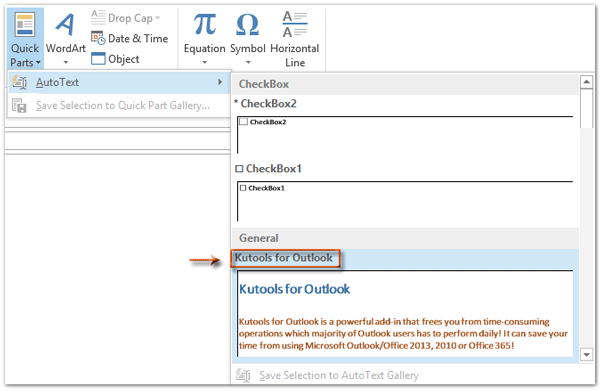 outlook 2016 quick parts not saving