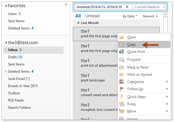 outlook 2016 archive date range