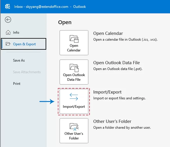 go to File > Open & Export > Import/Export