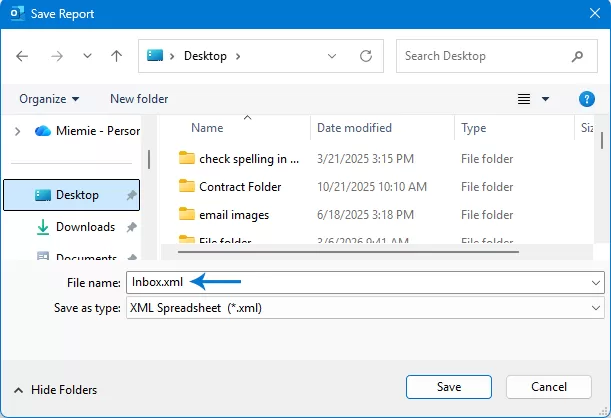 select the destination folder