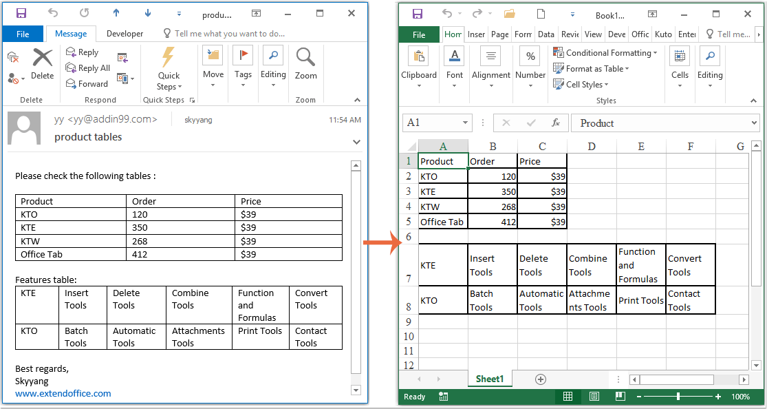 doc excel 3'e dışa aktarma tabloları