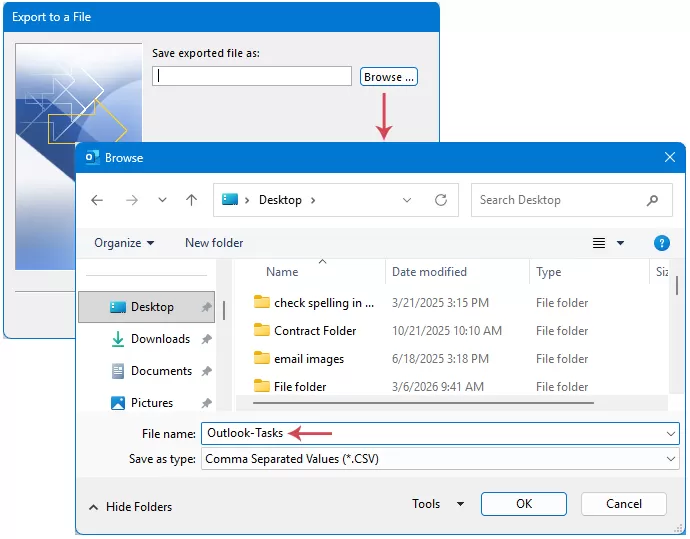 select a saving destination and name your file