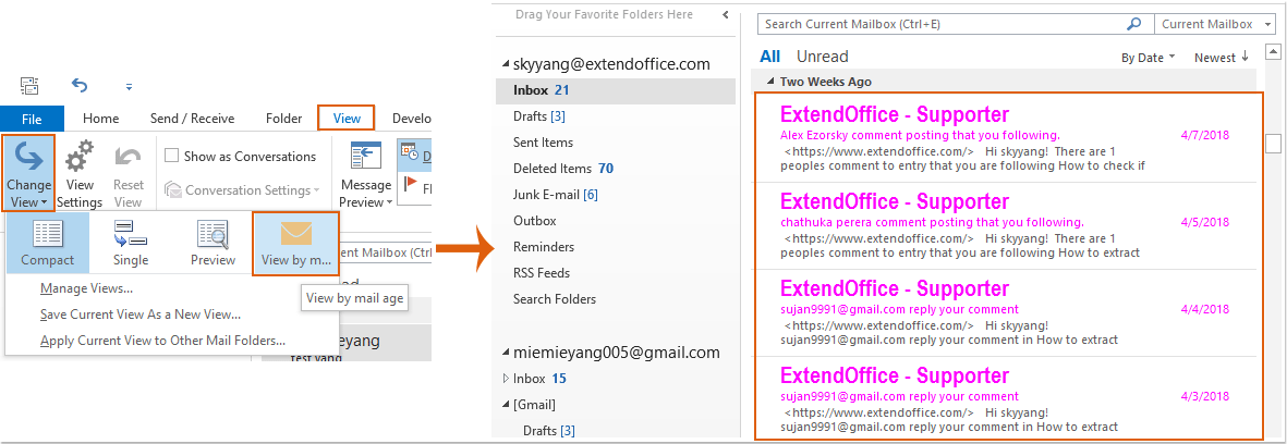 doc evidenzia le email per età 7