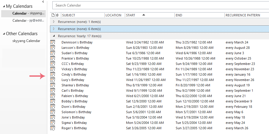 Wie importiere ich Geburtstage aus Excel in den Outlook-Kalender?