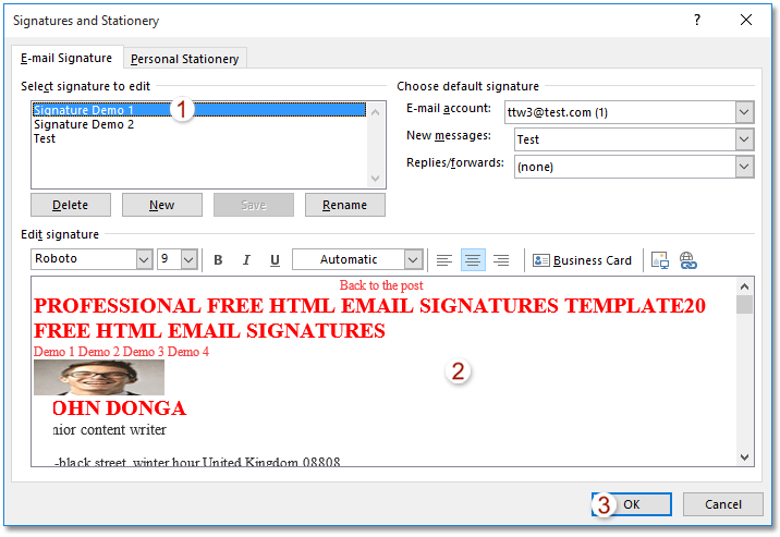 html signature outlook for mac