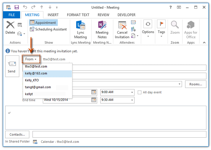 open shared contacts outlook