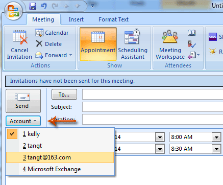 How to send meeting from another mailbox/account in Outlook?