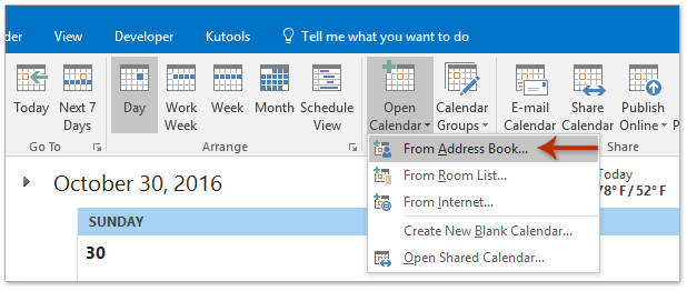 open outlook calendar