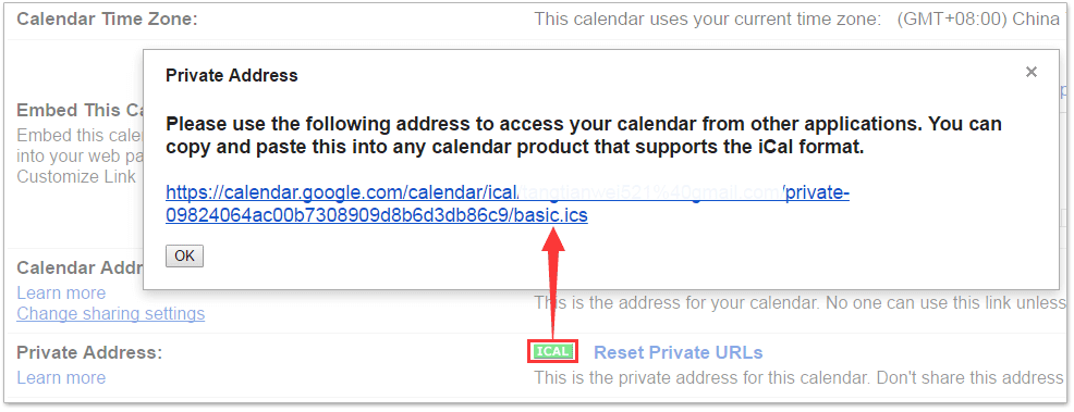 How do I open a calendar link?