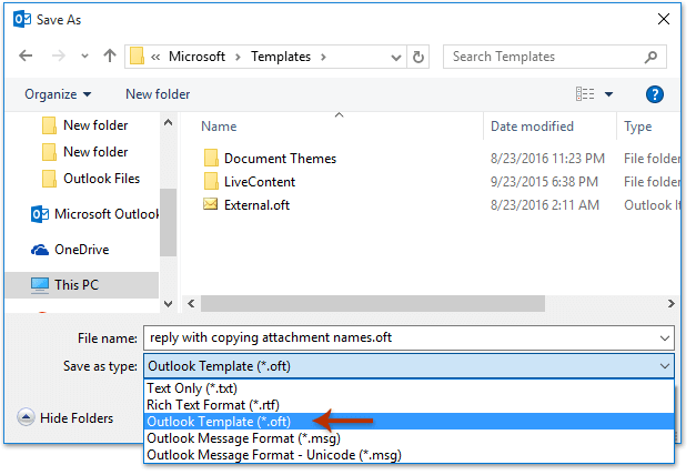 microsoft office 2016 outlook template location