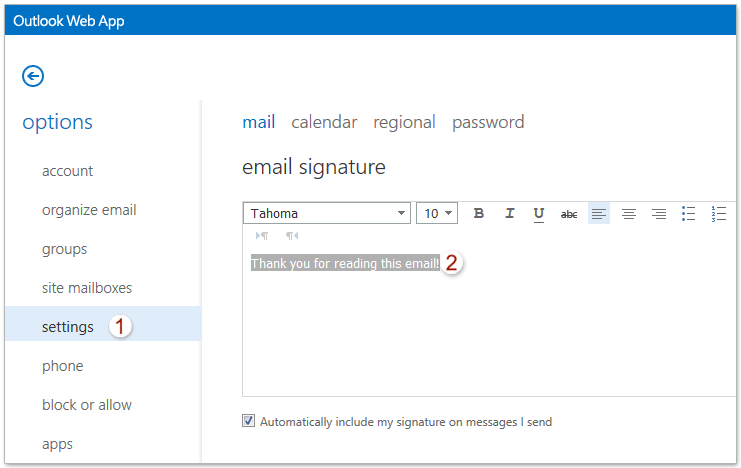 how to add signature in outlook web