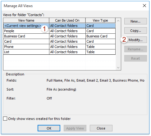 How to print contacts by category in Outlook?