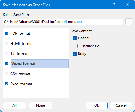 Save multiple emails as PDF in Outlook