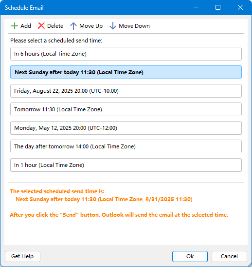 Schedule emails to send later in Outlook