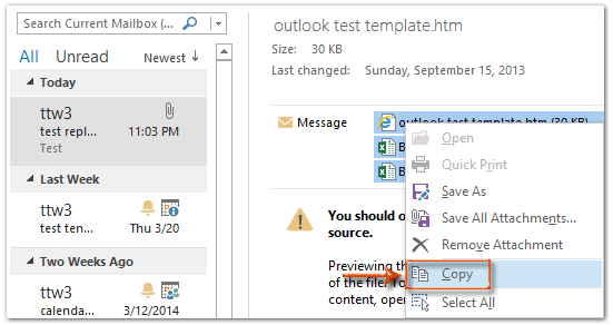 outlook reply button on right