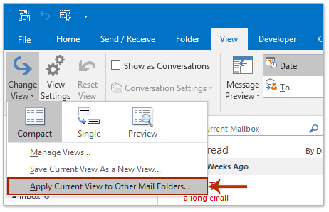 change outlook preview settings