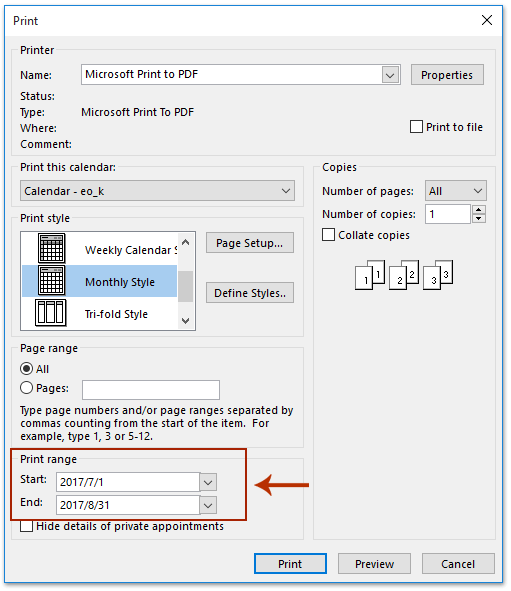 export outlook calendar to pdf