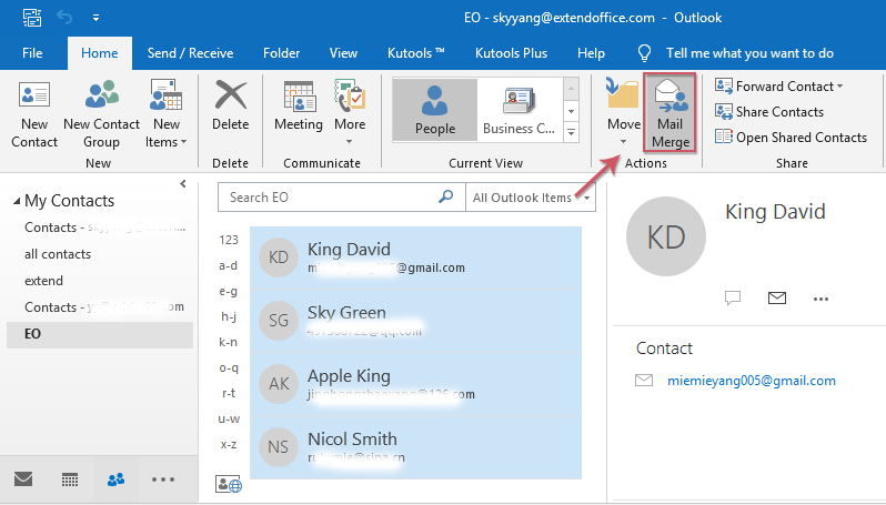 office for mac 2016 multiple contacts outlook