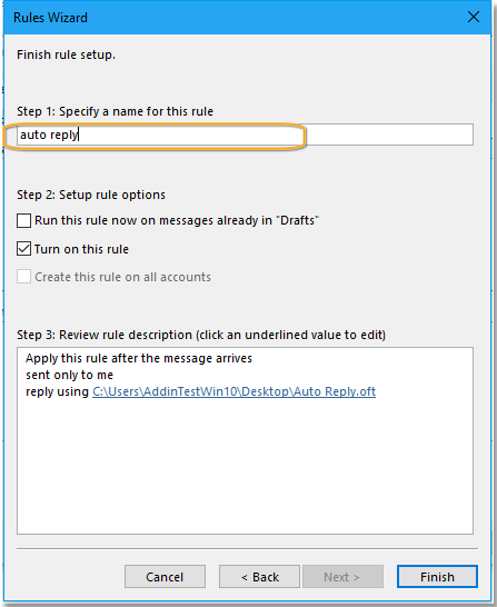 doc set auto reply to each sender 12