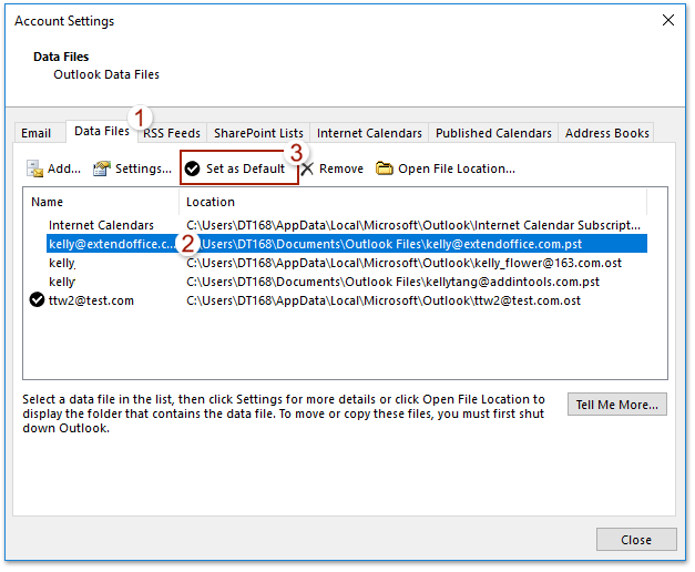 Hauptkalender in Outlook ändern