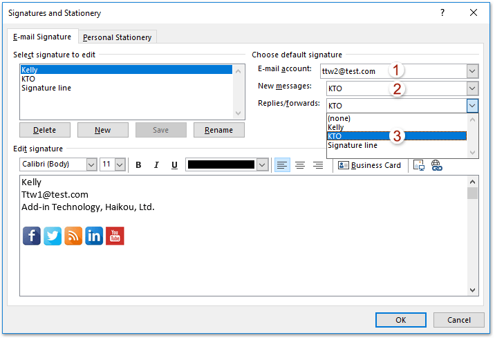 install custom html email signature outlook