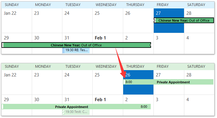 How to hide appointments in a shared calendar in Outlook?