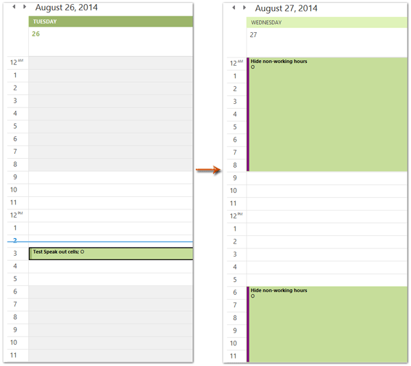 How to hide non working hours in Calendars in Outlook?