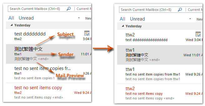 outlook for mac shows a letter instead of a number for unread messages