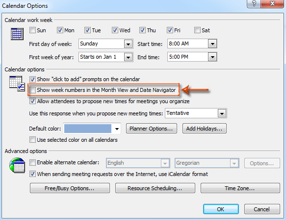 zal ik doen Handvol Tante How to show the week numbers in Calendar in Outlook?