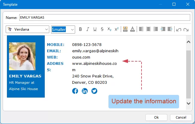 edit the information to your own