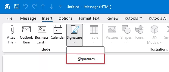 select Signatures... from the dropdown menu