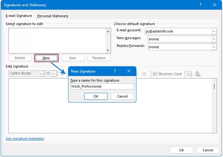 type a name for the signature