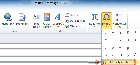 Outlook Insert Symbols Of Degree Trademark Emotions And Euro